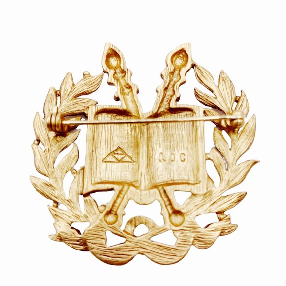 Liberty of Congress Symbol of Knowledge Brooch Pin Gold Tone Museum Reproduction - Picture 6 of 7